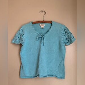 St johns bay short sleeve sweater spring crochet sleeves cottage core